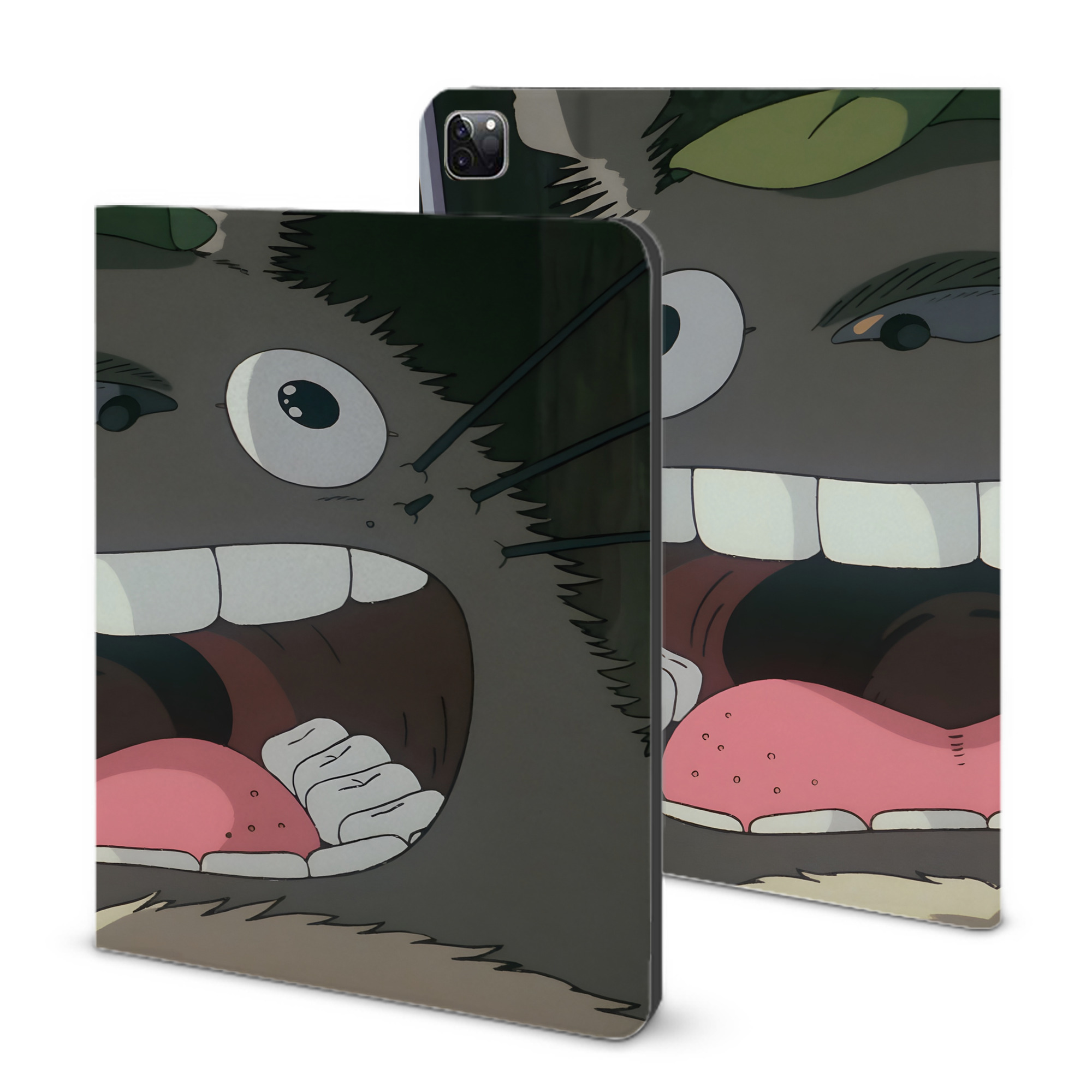 （画像用） となりのトトロ 草壁メイ 草壁サツキ My Neighbor Totoro Satsuki Kusakabe Mei Kusakabe IPad ケース ブック型 PUレザー TPU 耐衝撃 軽量 薄型 ペン収納なし 全面保護 IPad 各モデル対応